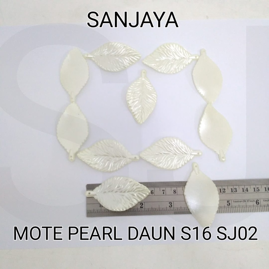 MOTE PEARL / MANIK DAUN AKRILIK / MANIK PEARL DAUN / MOTE PEARL DAUN S16 SJ02