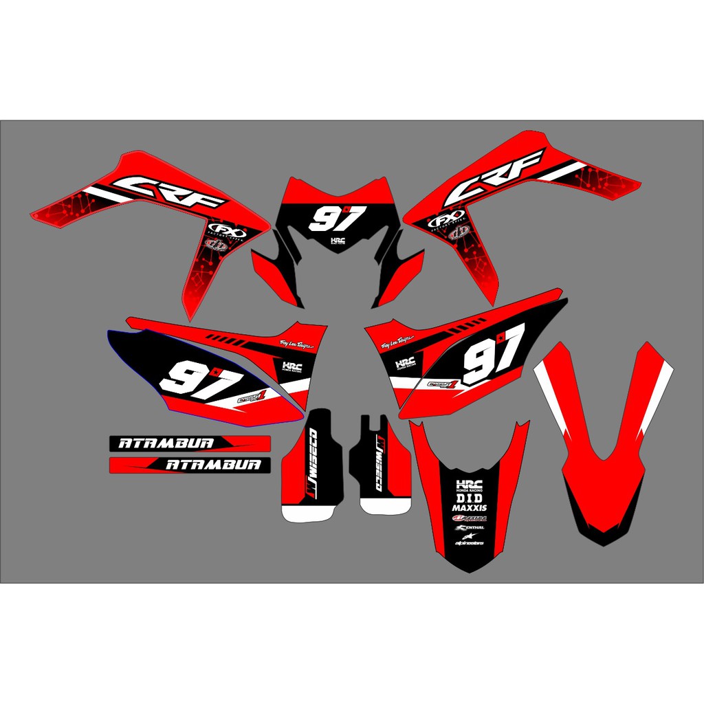 Decal crf warna merah hitam dengan combinasi hologram