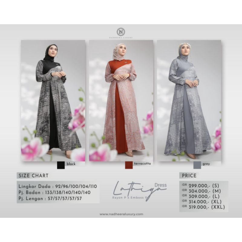Lathiya Dress Nadheera Luxury ORI Gamis favourite Gamis kantor gamis kondangan gamis muslim dress ga
