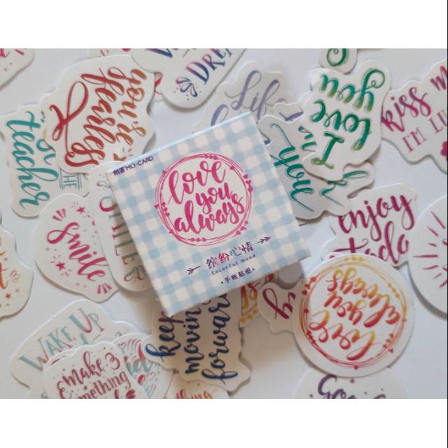 

Stiker lucu 45 pcs tulisan warna untuk hiasan scrapbook notebook dll
