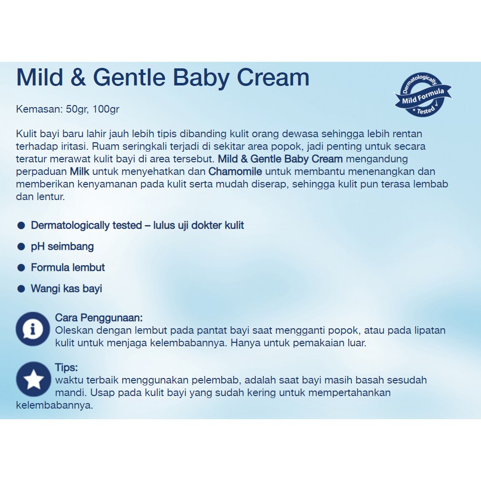 50gr CREAM CUSSONS Baby Cream Mild Formula Cream Kulit Bayi cussons Krim Pelembab