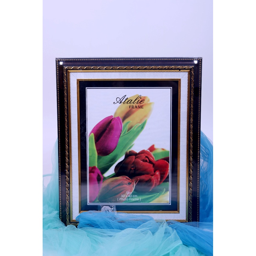 Bingkai Frame Minimalis 12R Linen Foto  30X40 Hitam Putih