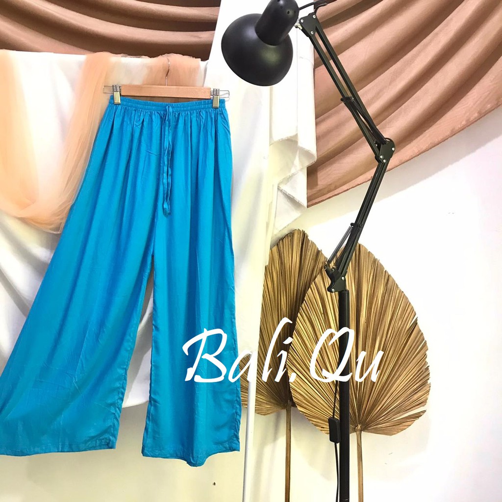 Celana Kulot Panjang Polos Jumbo Bali Qu-BIRU MUDA