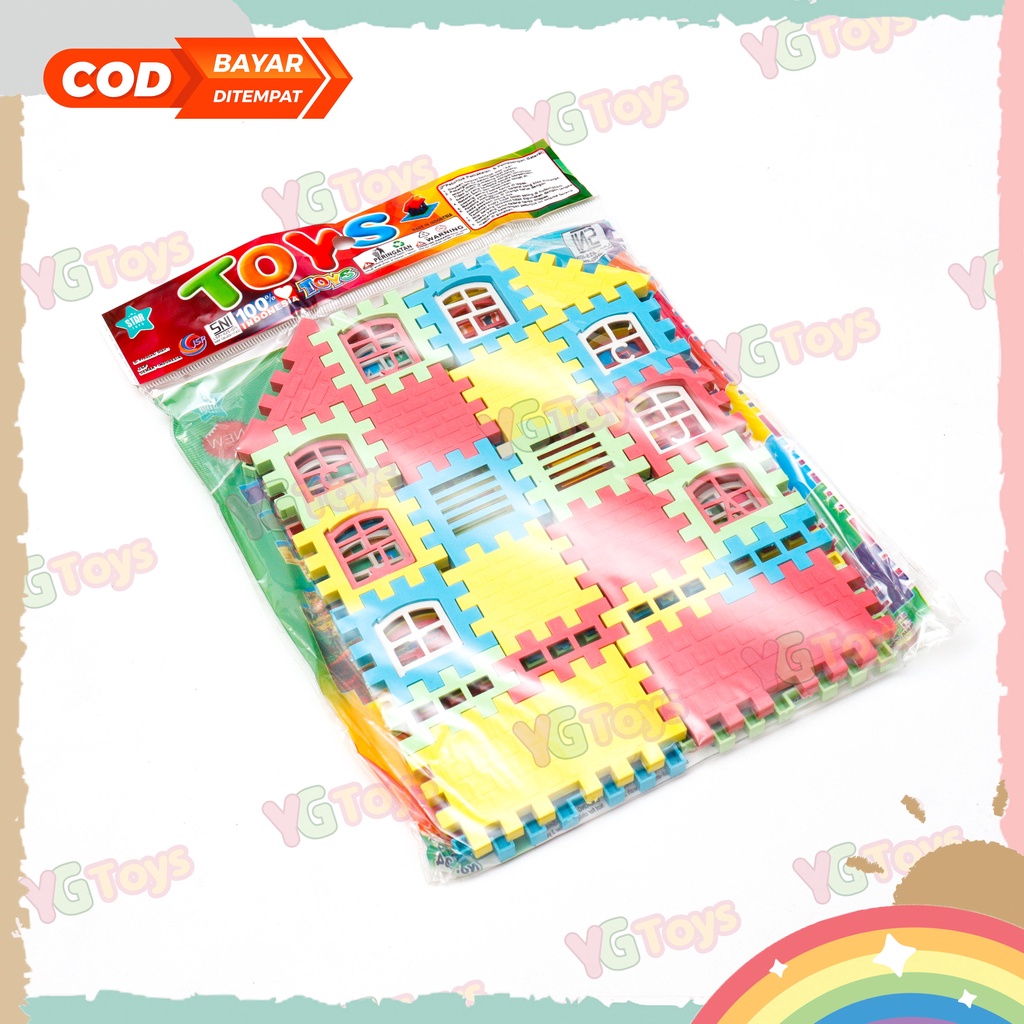 YGtoys Mainan Puzzle Rumah Susun Blok Balok Funny Block Edukasi SET 40 pcs