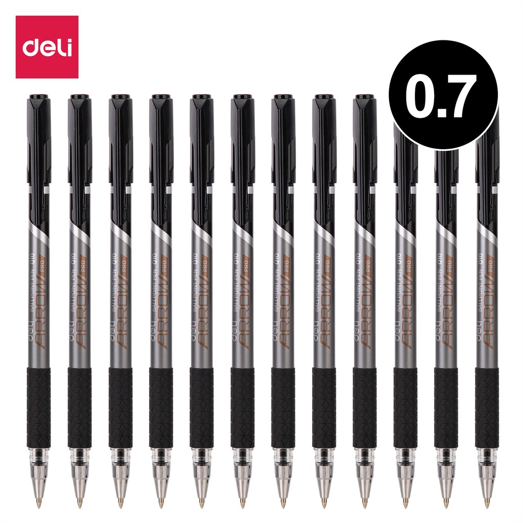 

Deli Ballpoint Pen Bullet tip: 0.7mm Retractable Metal clip for durable use EQ10