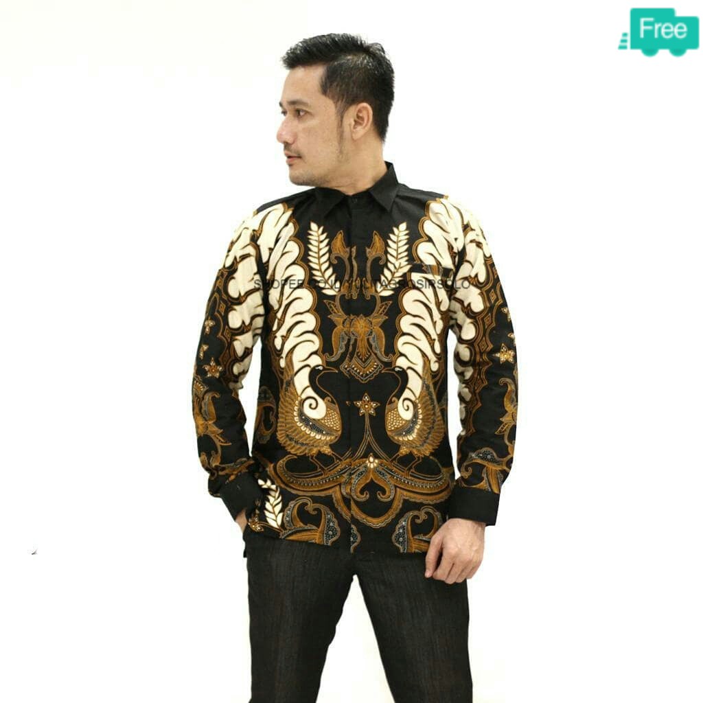 kemeja pria-batik kerja- modern kualitas premium-bigsize MOTIF SOLO BARU LENGAN PANJANG JUMBO XXXL