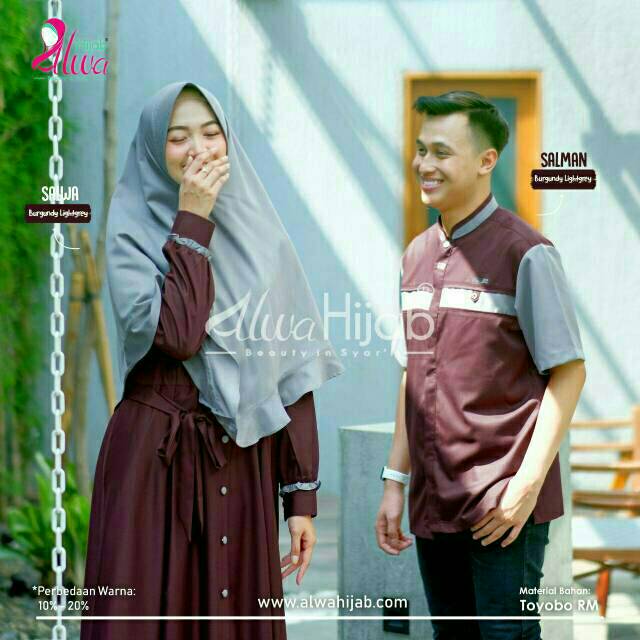 couple salman salwa by alwa hijab.BURGUNDHI.KOKO M GAMIS L