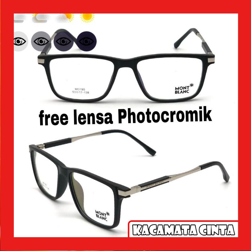 PROMO 12:12 Cod Frame kacamata pria free lensa minus anti radiasi / Photocromik Montblanc
