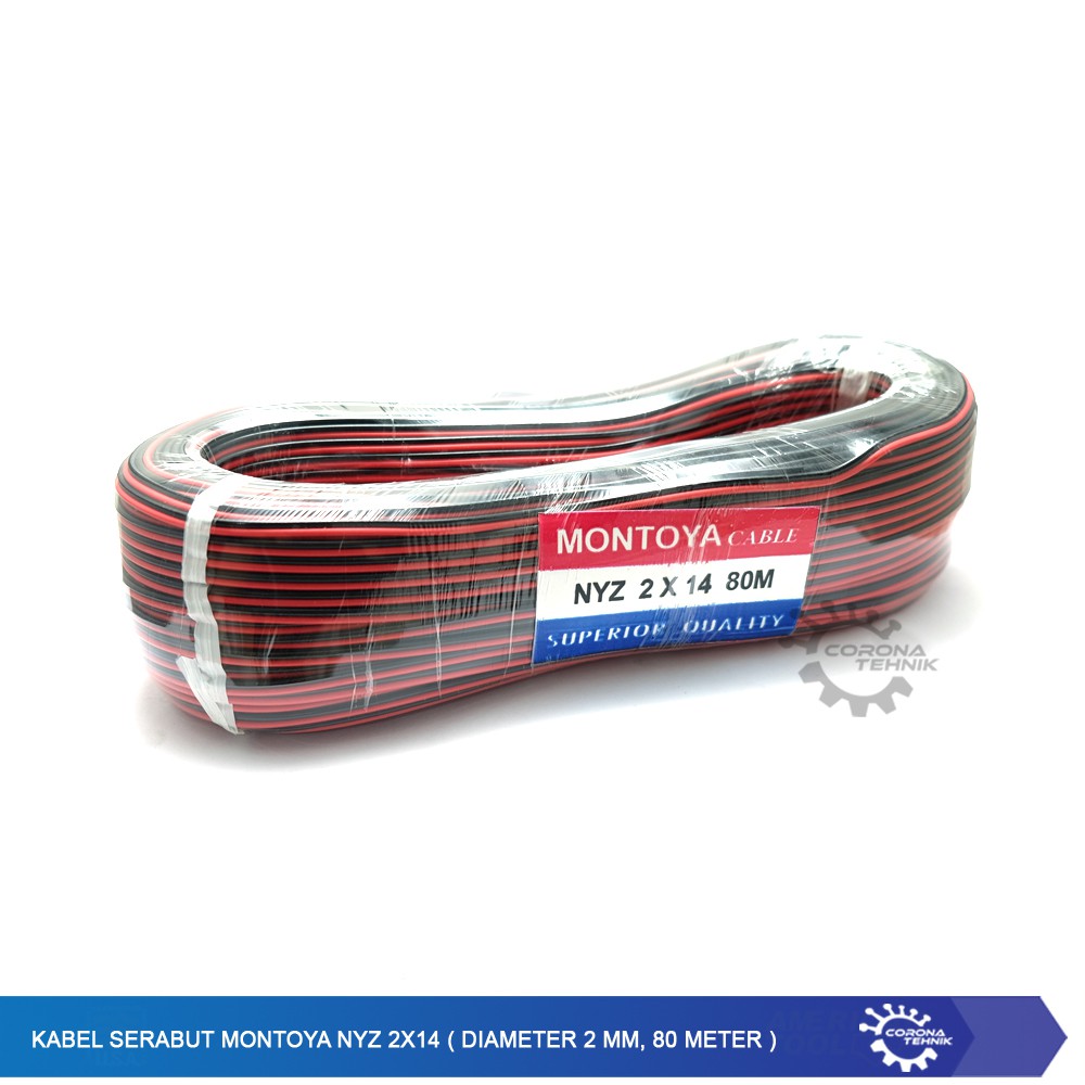 Kabel Serabut Montoya NYZ 2x14 ( Diameter 2 mm, 80 Meter )