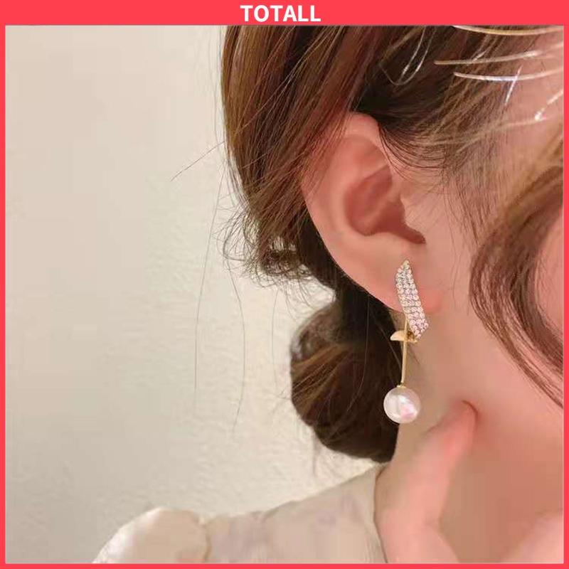 COD Anting Mutiara Berlian Elegan Anting Fashion Sederhana-Totall