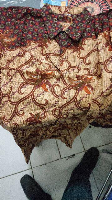 Grosir Batik Hrb026 Kenongo Kemeja Tosca Pendek Pekalongan Padi M L Xl Sogan Prin Halus Kemeja Batik