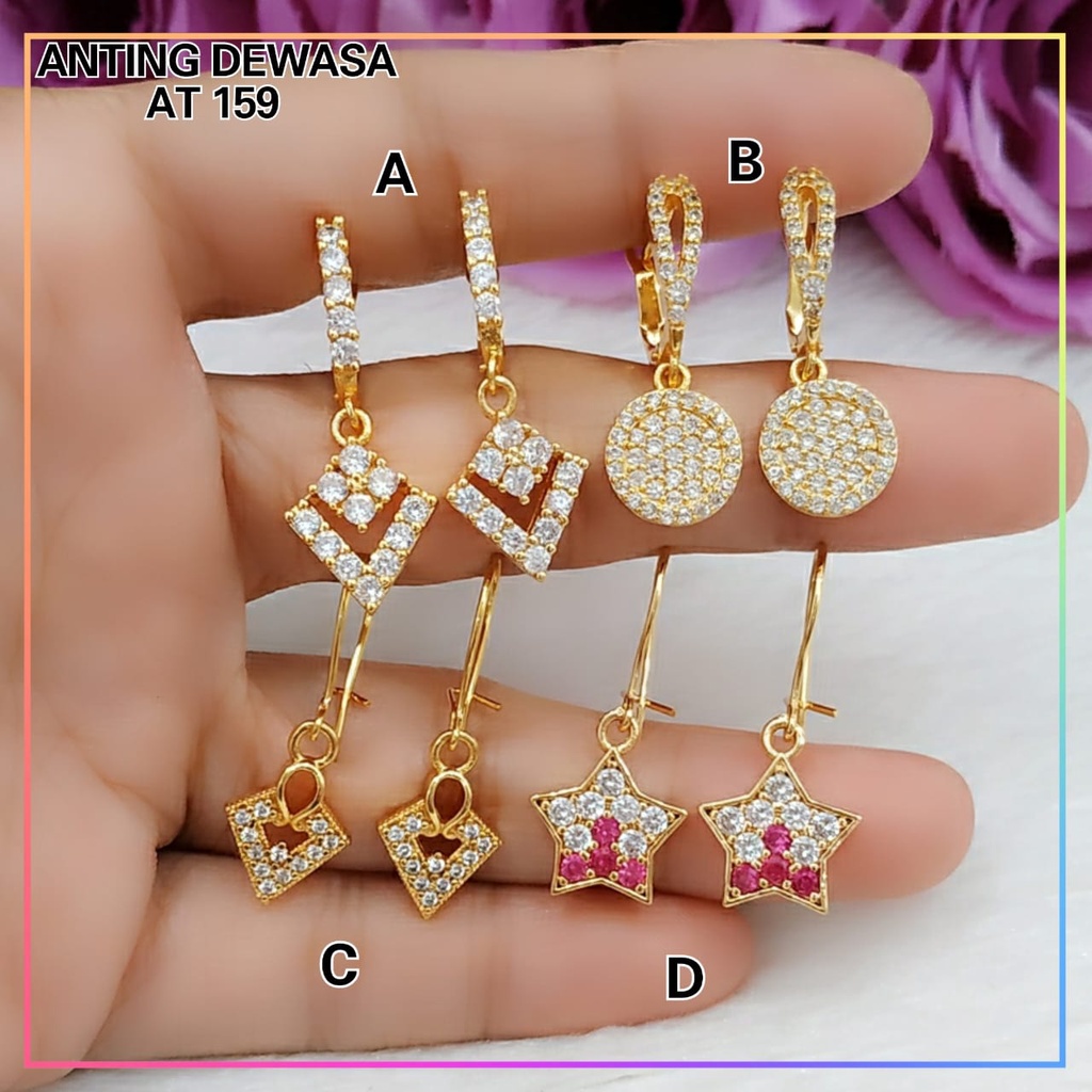 Anting Xuping Anting Dewasa cetik bulat cantik permata full zircon perhiasan lapis emas gold AT 159