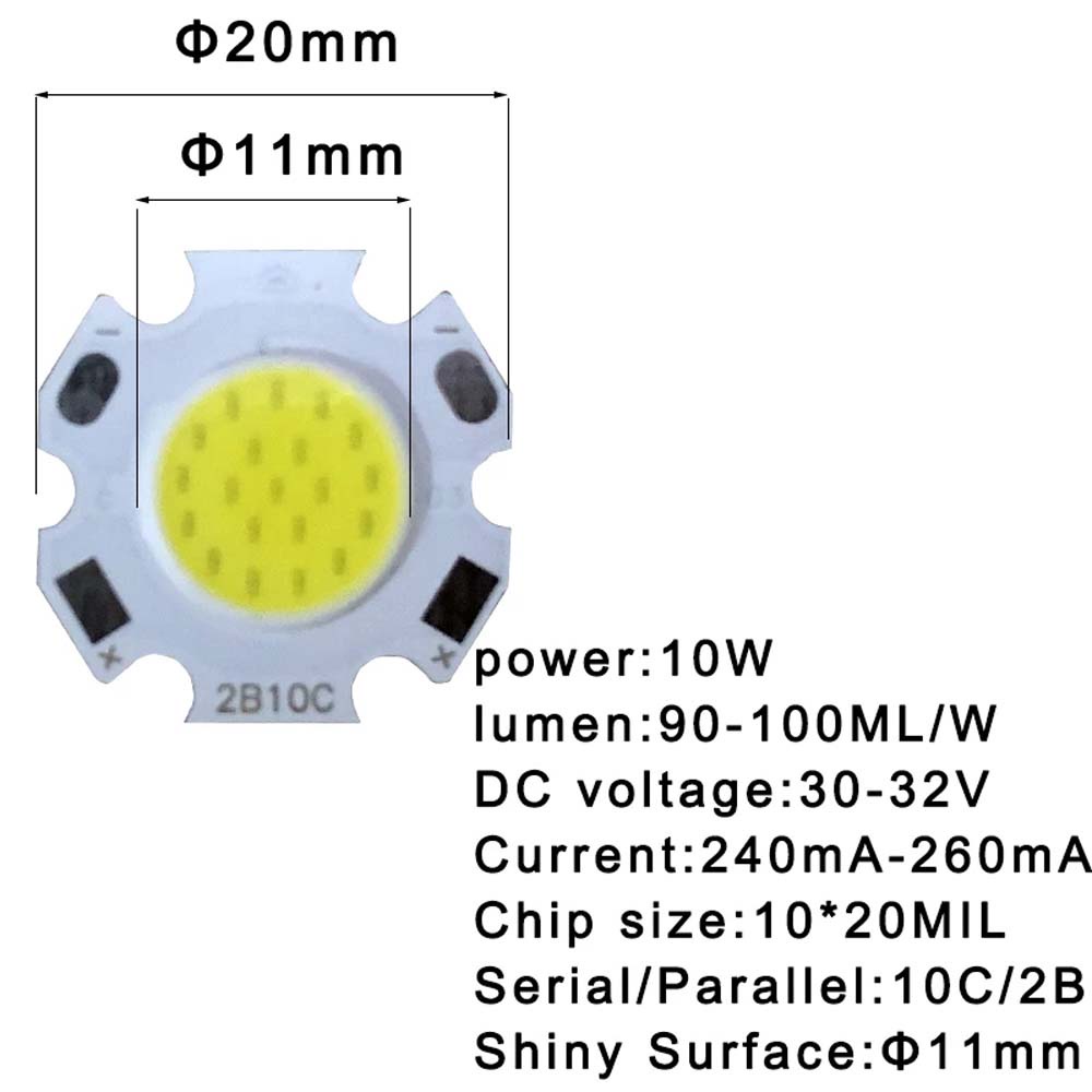 QUINTON DIY LED Bead 300mA LED COB Chip LED Source Lamp Ceiling Lamp High Power Spotlight Round Light Lamp 3W 5W 7W 10W Light Bulb