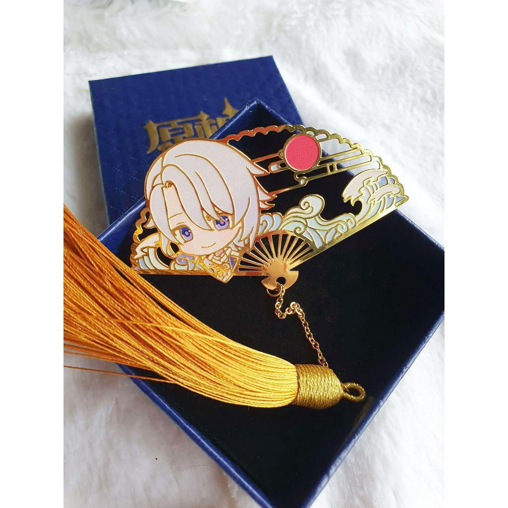

Genshin Impact high quality metal bookmark with tassel (bentuk kipas)