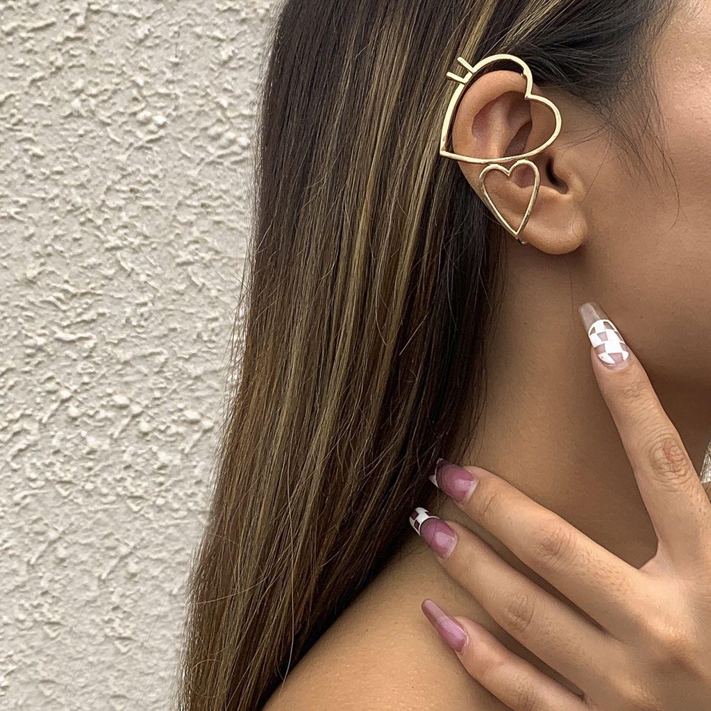Preva Manset Telinga Anting Sederhana Anting Perhiasan Pesta Pernikahan Bentuk Hati