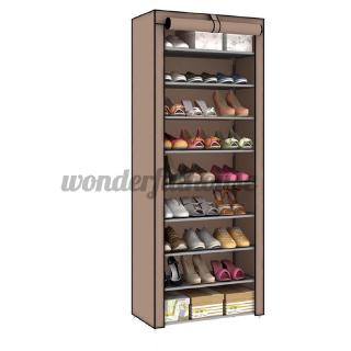 New 10 Tiers 9 Lattices Shoe Rack Shelf Storage Closet Organizer Cabinet With Cover Shopee Indonesia