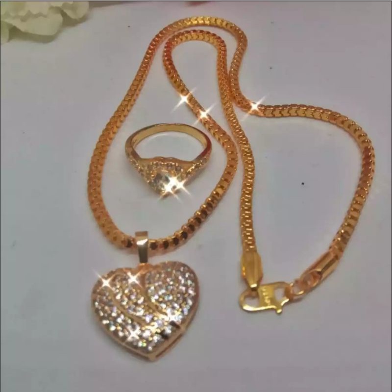 set perhiasan wanita dewasa kalung free cincin 17