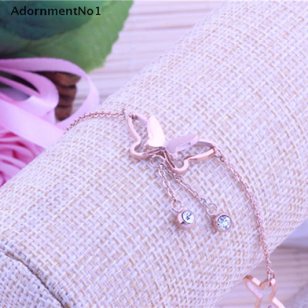 (AdornmentNo1) Gelang Kaki Rantai Rose Gold Liontin Kupu-Kupu Untuk Wanita Butterfly