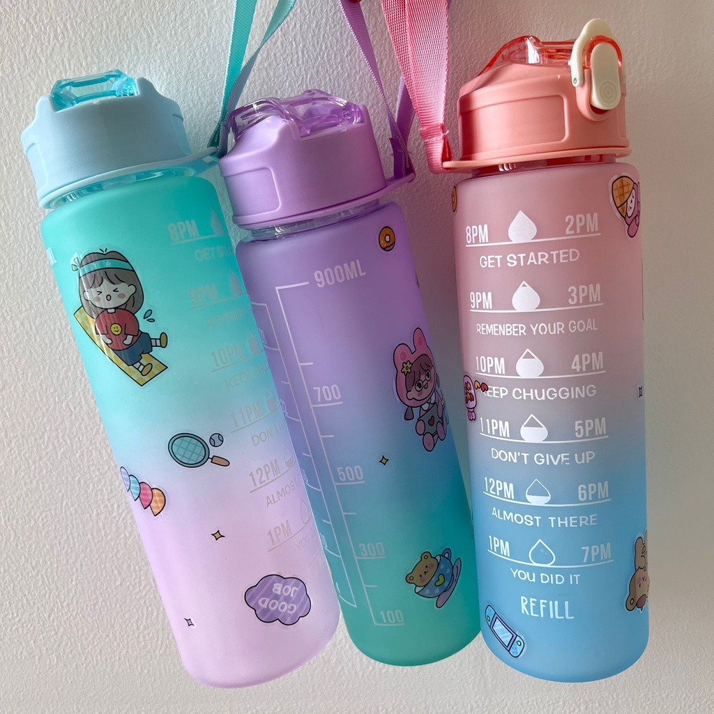 CINSTORE BOTOL MINUM 1 LITER BOTOL MINUM RAINBOW KOREA VIRAL BOTOL MINUM MOTIVASI FREE STICKER 2D BOTOL