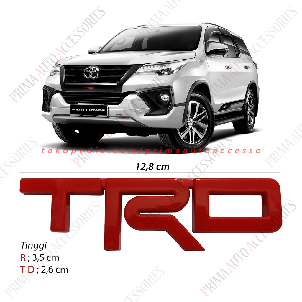 Emblem TRD Merah Mobil Fortuner VRZ 12,8 cm