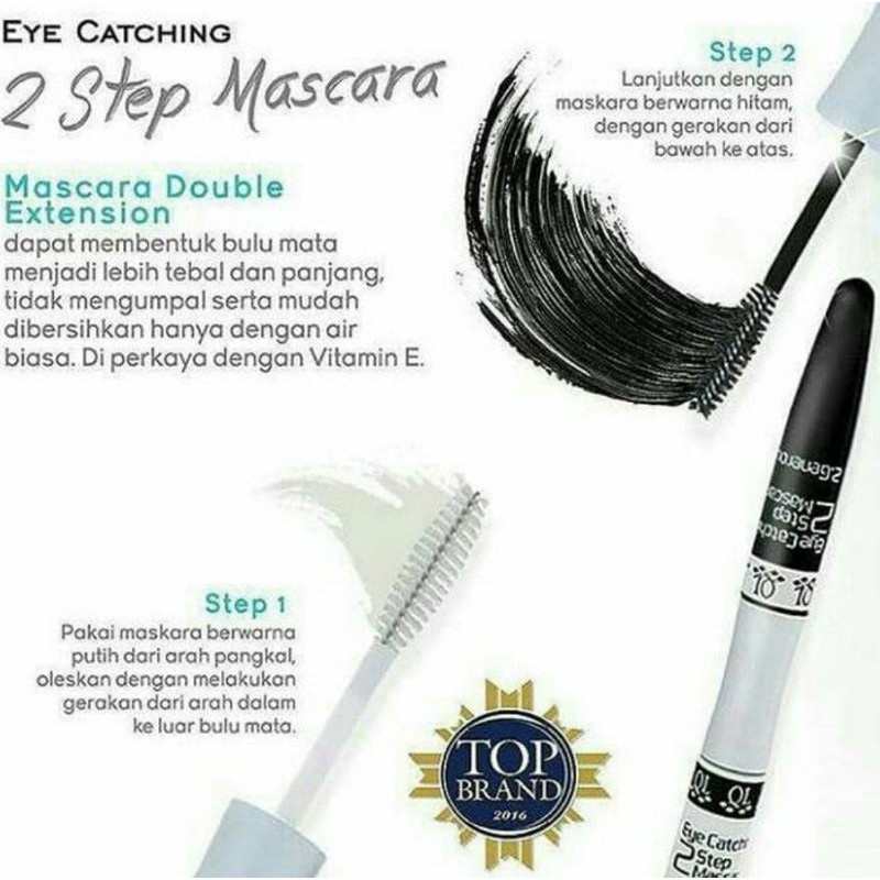 QL Maskara 2 Step 2in1 Black &amp; White Eye Catching Waterproof Mascara