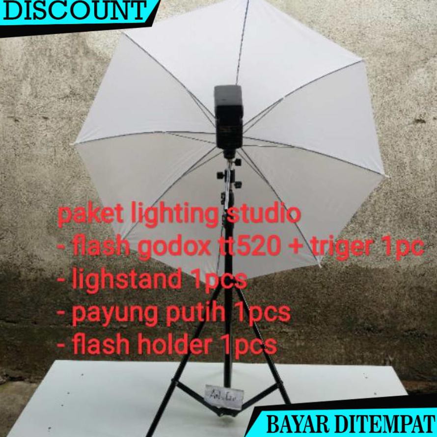 (BAYAR DITEMPAT) LIGHTING LIGHT STAND LIGHTSTAND PAYUNG FLASH GODOX TT520 TRIGER KAMERA CANON NIKON