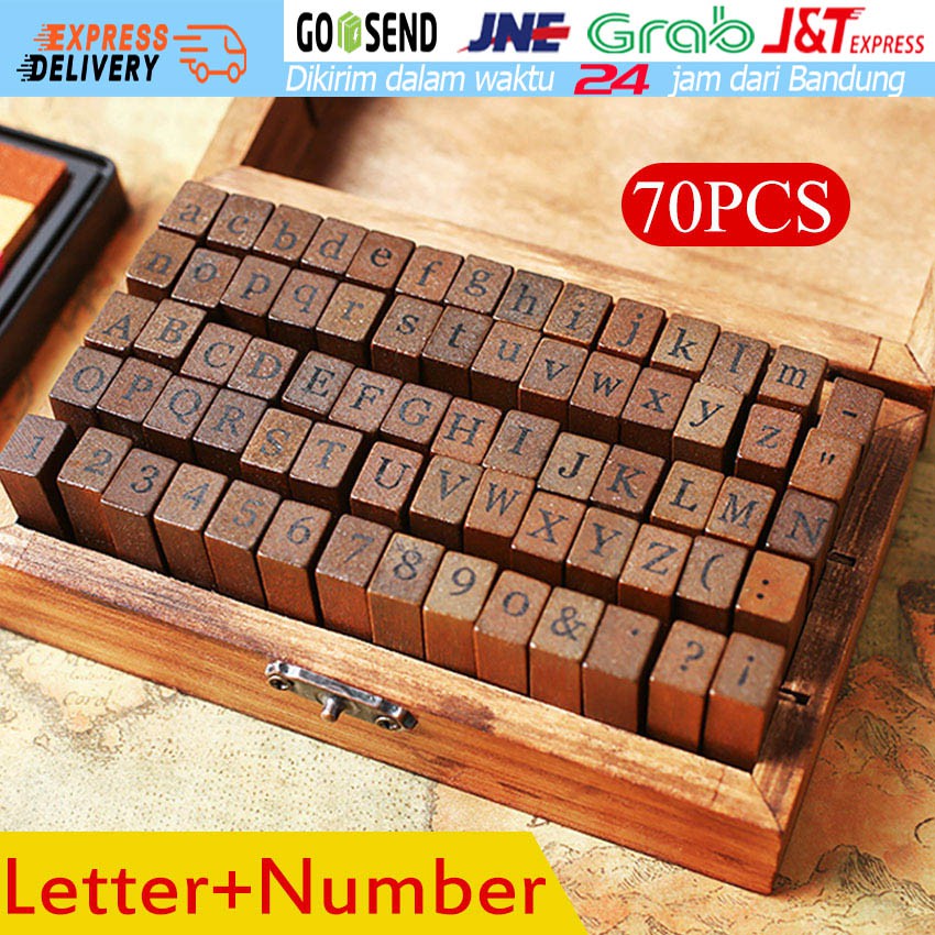 

70PCS Paket Set Lengkap Alat Ketok Angka dan Ketok Huruf Stempel Nomor 0-9 Letter A-Z a-z Stamp Kayu