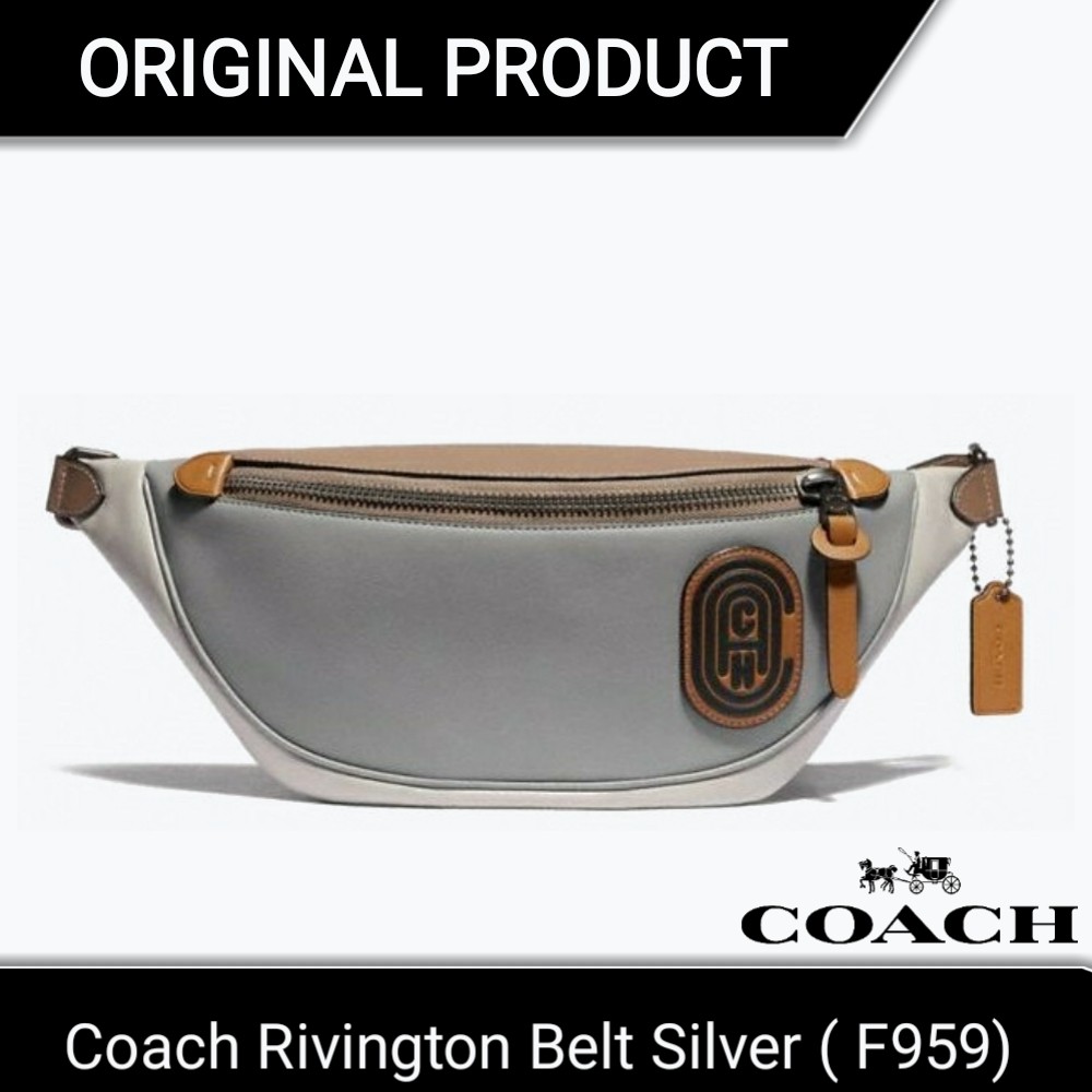 Coach Choach Rivington Belt Bag Colorblock With Patch (F959) Silver