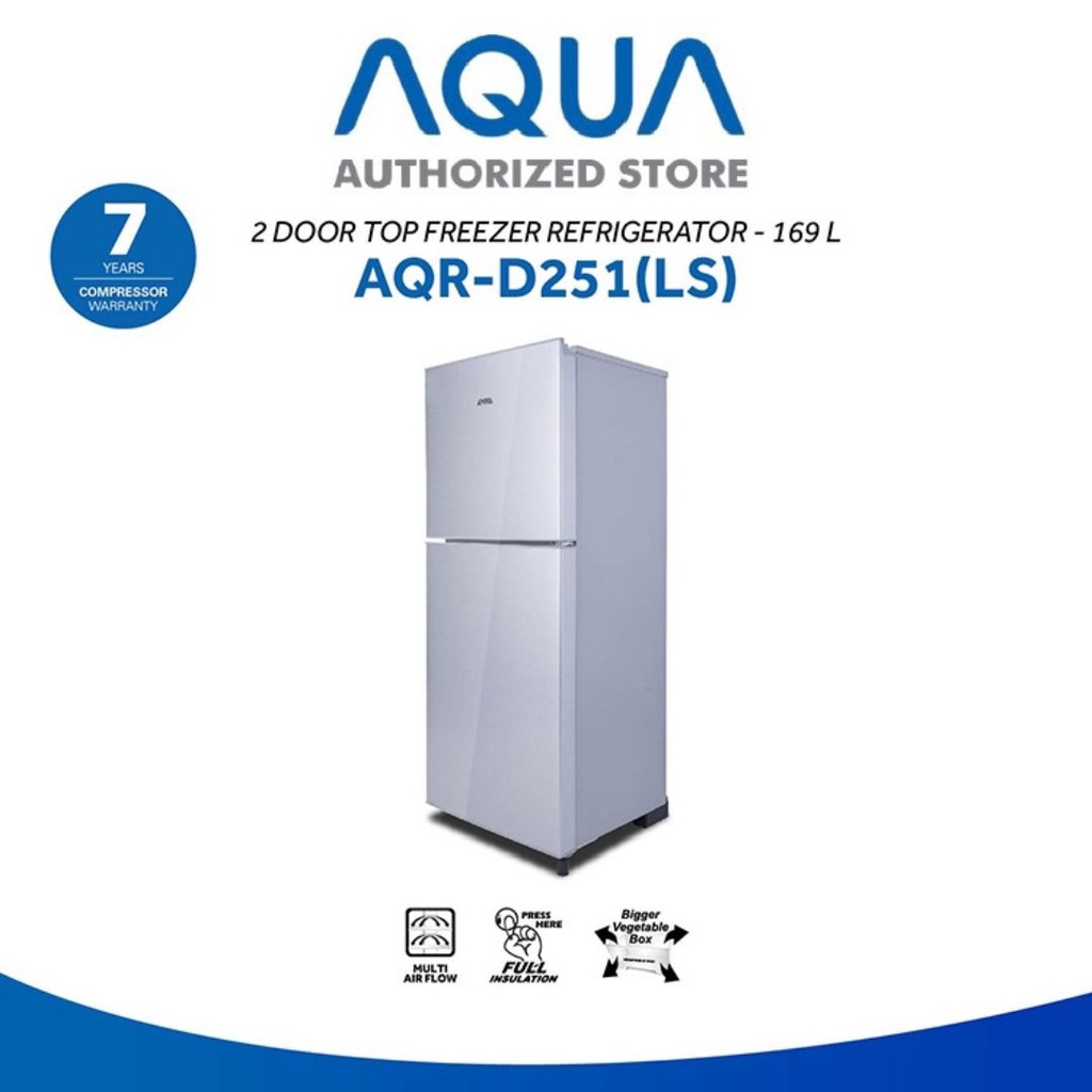 AQUA JAPAN AQR-D251(DS/LS) Kulkas 2 Pintu 169 Liter