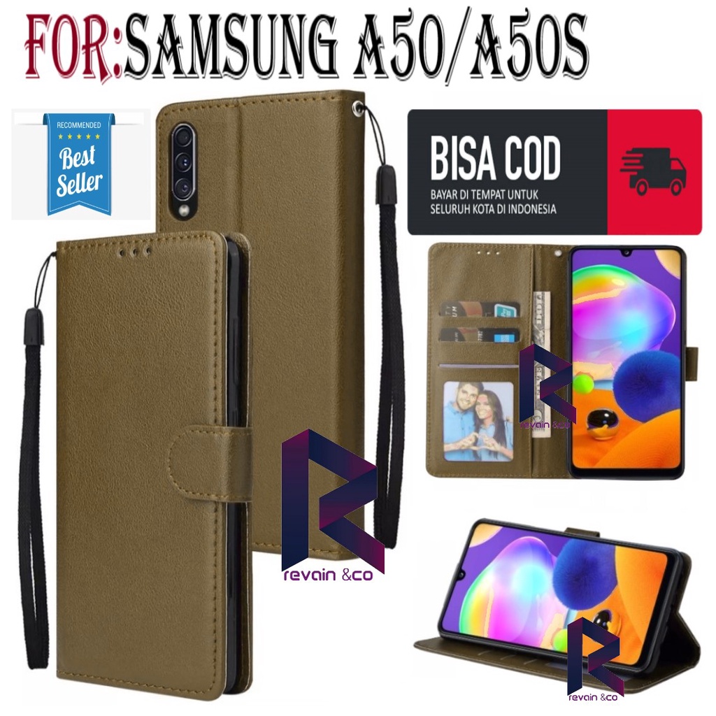 CASE FLIP SAMSUNG GALAXY A50 A50S  WALLET LEATHER KULIT PREMIUM SARUNG BUKA TUTUP FLIP CASE SAMSUNG A50 A50S