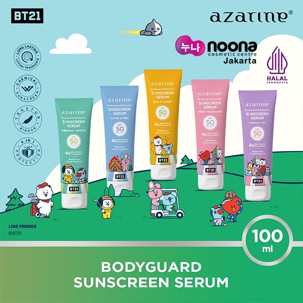 AZARINE BODYGUARD MOISTURIZER SUNSCREEN SERUM SPF 50 PA++++ BT21 - 100ML