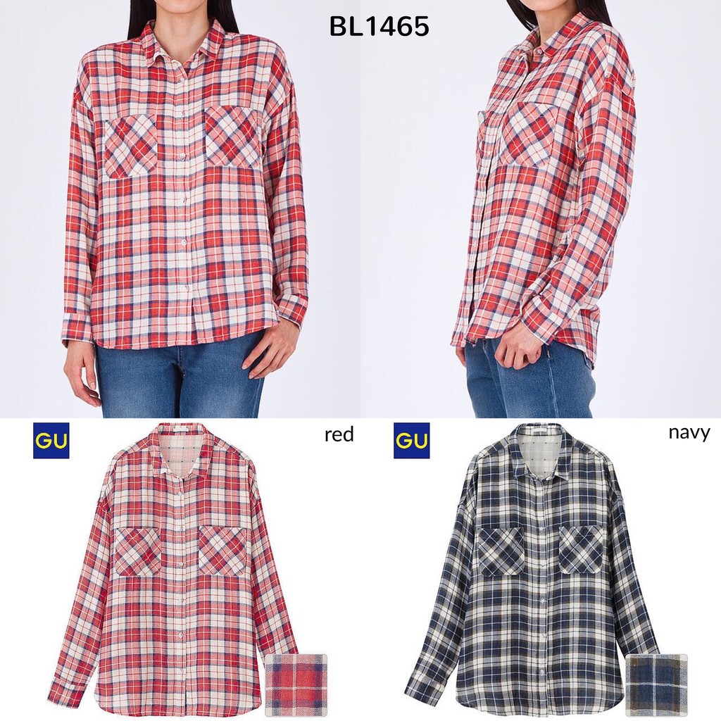 Plaid >> Bl1465 Gu Linen Plaid Shirt Plaid >> Bl1465 Gu Linen Plaid Shirt