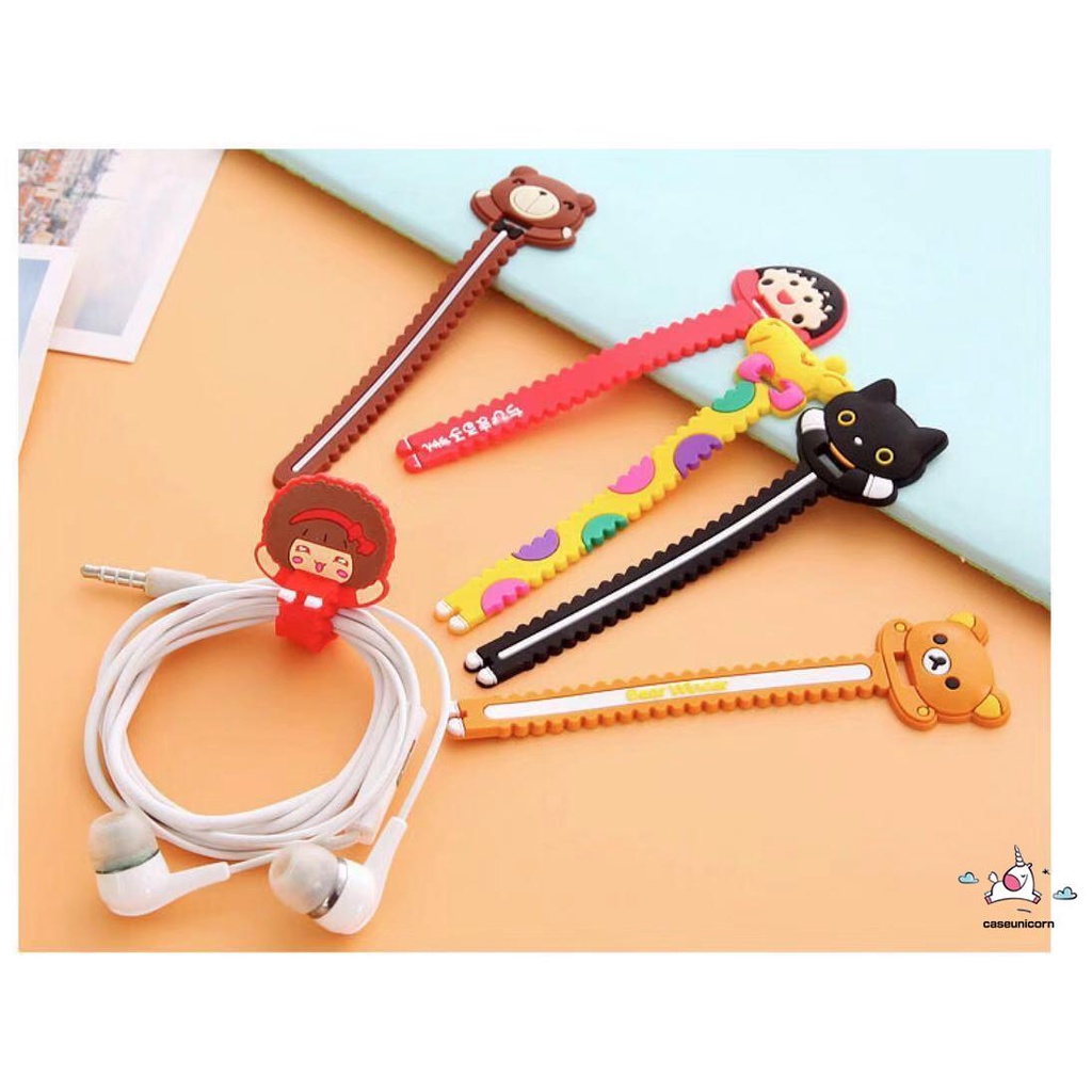 Klip Organizer Kabel Earphone / Charger Bentuk Kartun Lucu Bahan Silikon