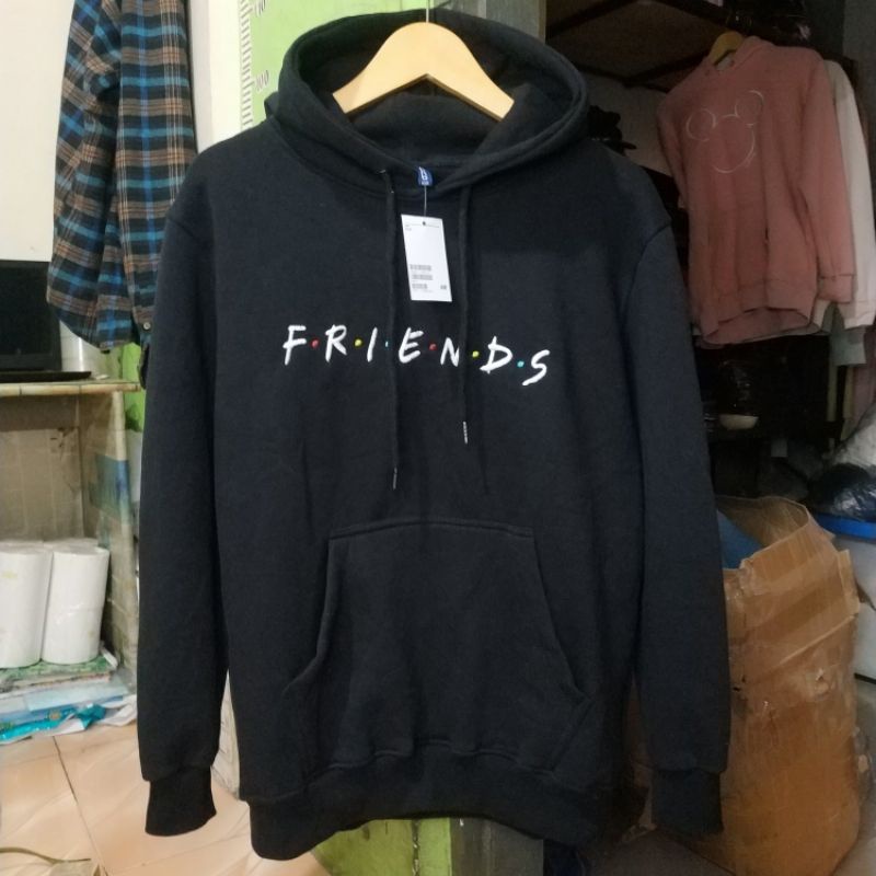 Hoodie HnM Friends Hitam Jaket H&amp;m Pria Wanita Cowok Black Free Paper Bag