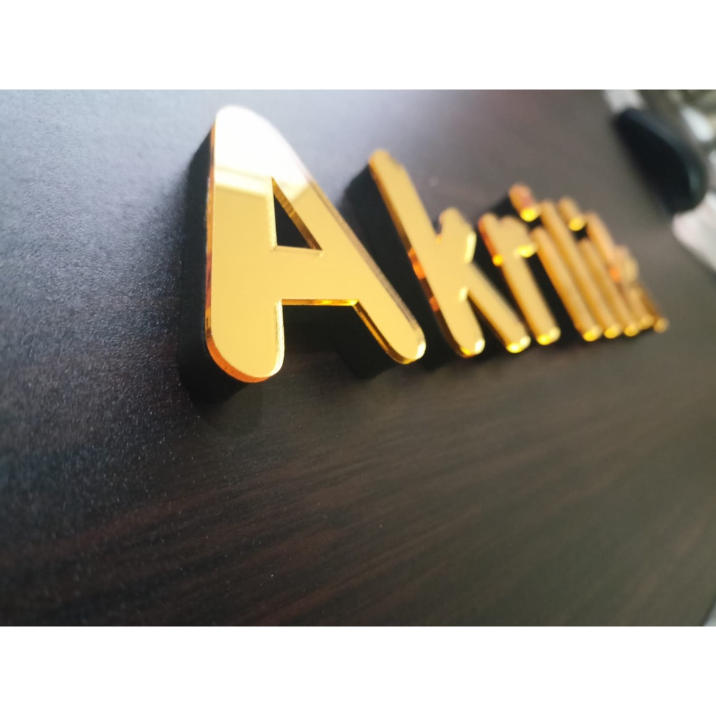 HURUF TIMBUL AKRILIK SILVER / GOLD + SPON