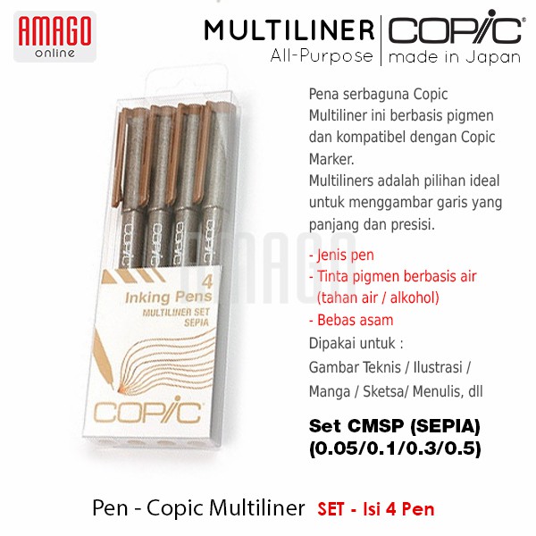 COPIC MULTILINER - SEPIA - (4 PCS/SET) - CMSP/SET