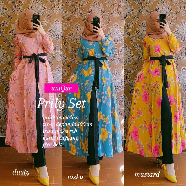 Prilly Set setelan baju wanita karet pinggang