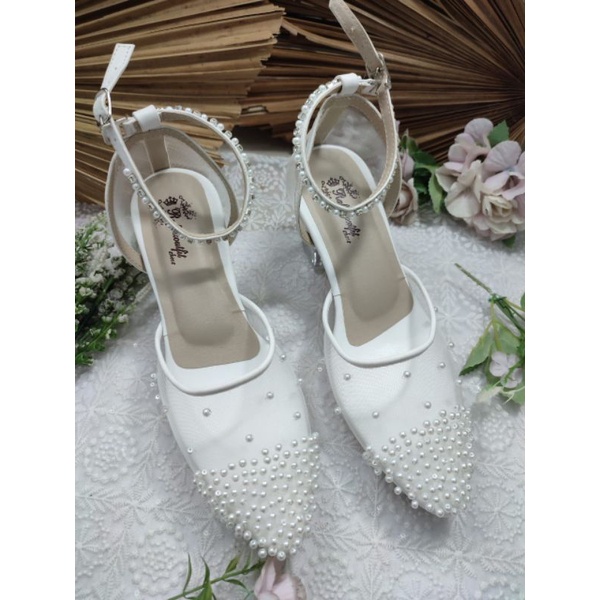 sepatu rafaizoutfit aqiya putih tinggi 7cm kaca