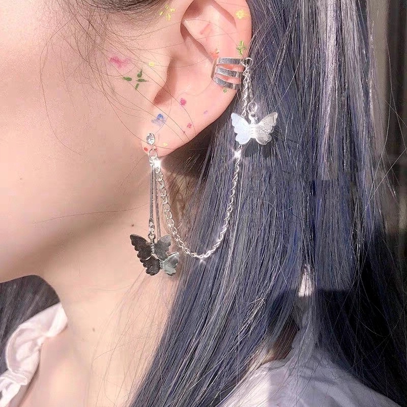 17km Anting Klip Wanita Bentuk Hati / Kupu-Kupu / Daun / Pita Hias Kristal Elegan-22