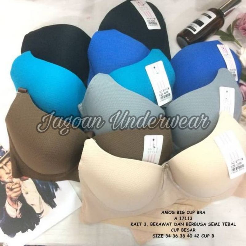 PROMO BH BRA CUP BESAR DENGAN KAWAT BUSA TIPIS AMOS 17113