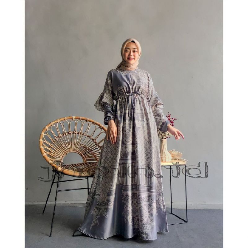 Gamis Maxmara Dior Silk Premium//Gamis Maxmara Lux Premium-Laudya Grey