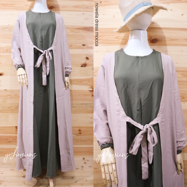 NOWELA DRESS Gamis Busui Fashion Muslim Polos Wanita Murah Resleting Depan Syari Ori By Tulus