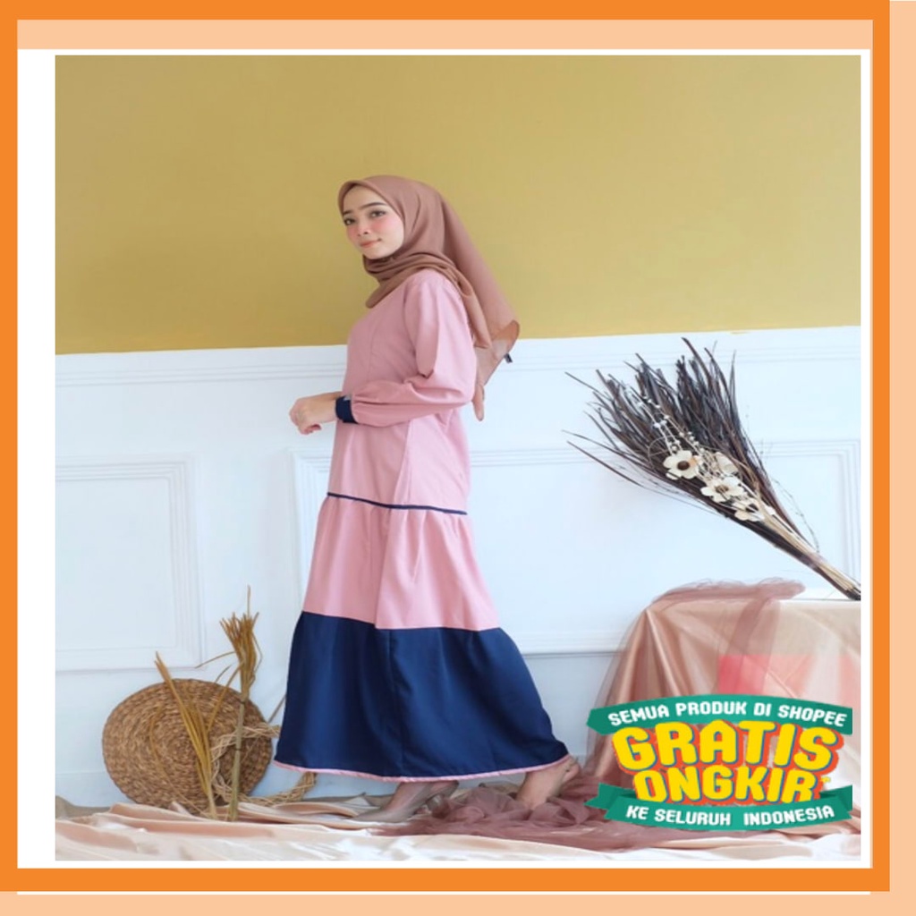 Corak Dua warna Kombinasi Stelan Pasangan Nibras Toyobo /  GAMIS NAYLA DREES || GAMIS TOYOBO FODU MU