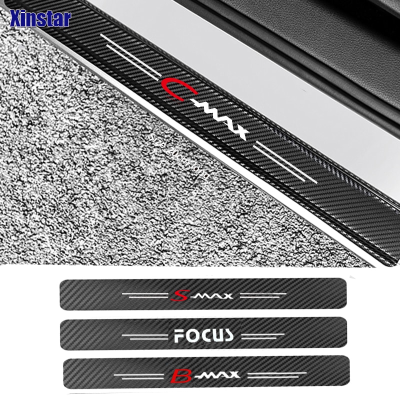 4pcs Stiker Label Pelindung Pintu Mobil Bahan Carbon Fiber Untuk Ford Focus Cmax Smax