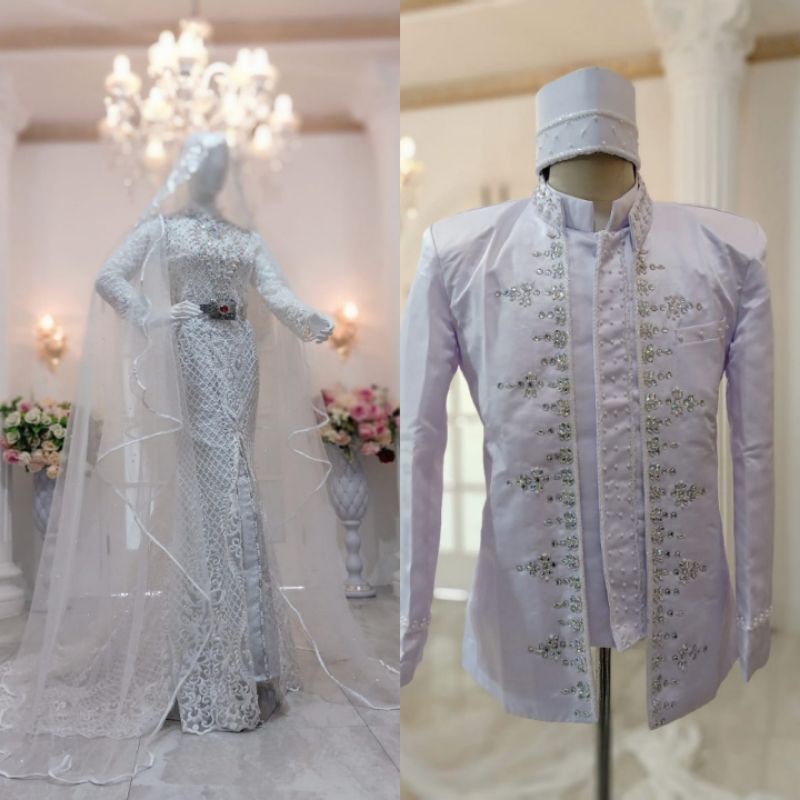 Cauple kebaya akad super mewah|kebaya elisap | set akad modren/baju penganten