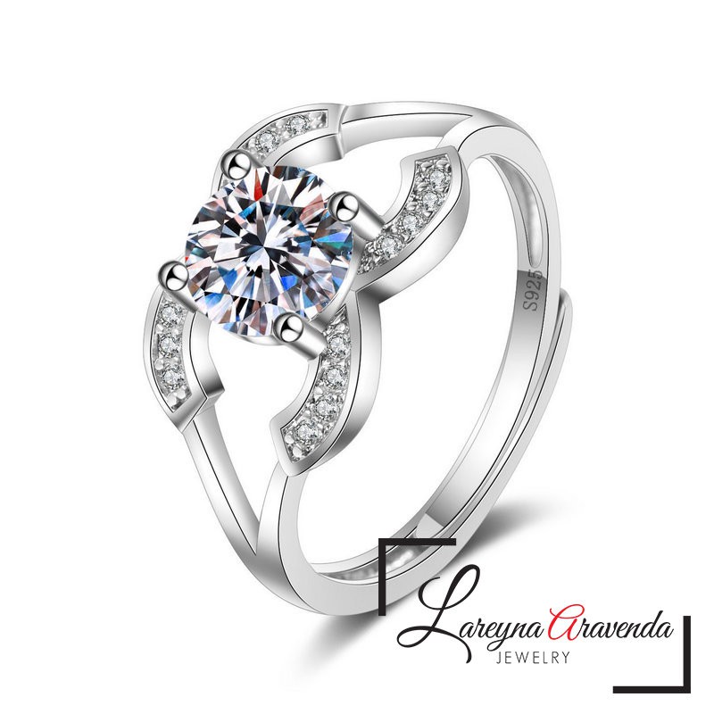 Cincin Silver S925 Kristal Model Double C Diamond CC026