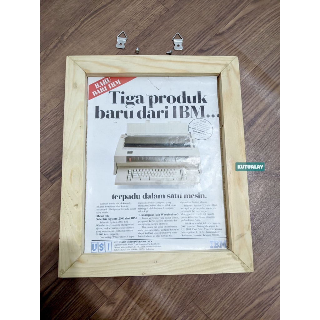 Pajangan Iklan Komputer Jadul Mitac IBM Frame Kayu Hiasan Dinding Retro Vintage