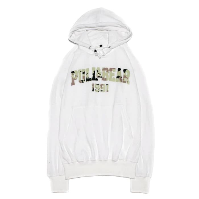 JAKET HOODIE PULL&BEAR PUTIH ARMY Slayershop