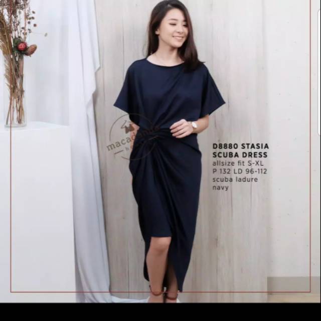 Dress gaya korea in Navy