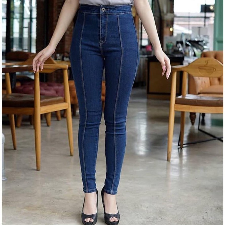 CELANA JEANS HIGH WAIST FRONT LIST // JEANS HIGHWAIST TULANG WANITA